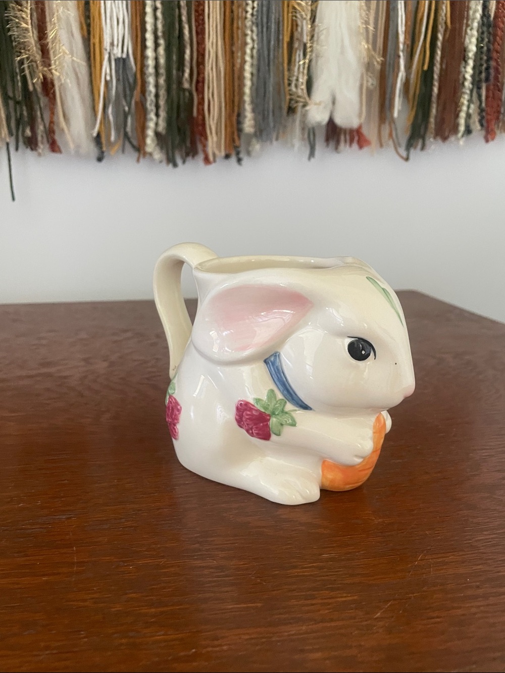 Lenox poppies on blue barnyard bunny creamer - Picture 2 of 4